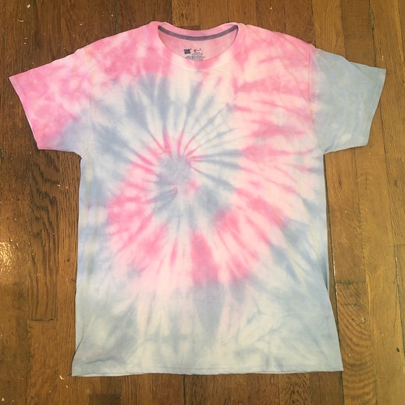 Hanes Tops - Pink + Blue Tie Dye T-shirt